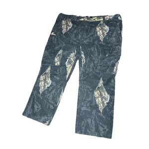 XXXL Mossy Oak Men Break-Up Eclipse Cargo Pants Black Camo Button Zip Ankle Tie